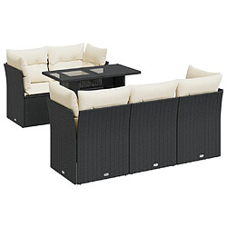 vidaXL Salon de jardin 6 pcs avec coussins noir résine tressée