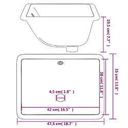 vidaXL Évier de salle de bain blanc rectangulaire céramique pas cher