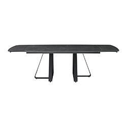 Avis Vente-Unique Table à manger extensible 6 à 10 personnes en verre trempé et céramique - Effet marbre noir - MARDONA