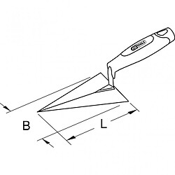 KS TOOLS 144.0235 Truelle triangulaire - lame acier - manche bi-composant - 160 mm