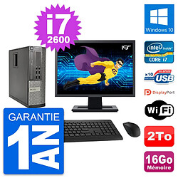 PC Dell 990 SFF Ecran 19" Intel i7-2600 RAM 16Go Disque Dur 2To Windows 10 Wifi - Occasion