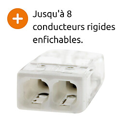 Lot de 15 bornes S2273 - Connexion rapide - 2 conducteurs - fils rigides 2.5mm² - transparent - Wago pas cher