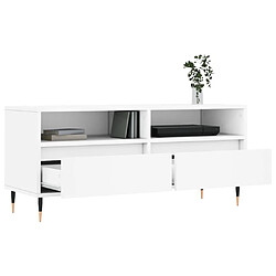 Avis vidaXL Meuble TV blanc 100x34,5x44,5 cm bois d'ingénierie