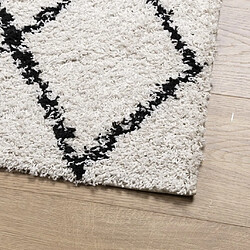 Avis vidaXL Tapis shaggy à poils longs moderne crème et noir 120x170 cm