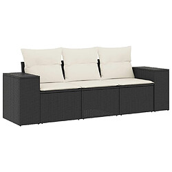 Maison Chic Salon de jardin 3 pcs avec coussins | Ensemble de Table et chaises | Mobilier d'Extérieur noir résine tressée -GKD83888