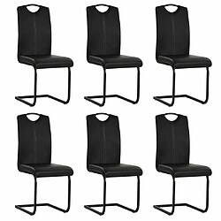 Maison Chic Lot de 6 Chaises à manger cantilever| Chaises de salle à manger cuisine noir similicuir -GKD94018