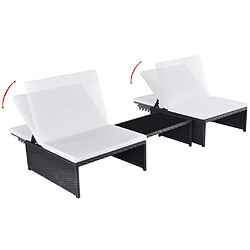 Avis Maison Chic Lot de 2 Chaises longues avec table | Bain de soleil Relax | Transat Résine tressée Noir -GKD76227