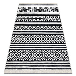 Avis RUGSX Tapis TWIN 22996 géométrique, rayures Coton, double face Franges écologiques - noir crème 160x220 cm