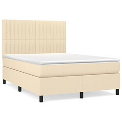 vidaXL Sommier à lattes de lit avec matelas Crème 140x190 cm Tissu