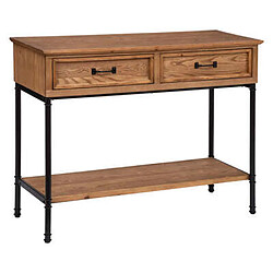 Pegane Console avec 2 tiroirs en bois / fer coloris marron - Longueur 110 x Profondeur 40 x Hauteur 85 cm