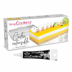 Scrapcooking Cadre extensible Rectangle + Stylo de glaçage noir