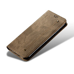 Acheter Wewoo Housse Coque Pour iPhone XR Denim Texture Etui en cuir avec rabat horizontal et style décontracté porte-cartes et portefeuille