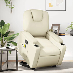 vidaXL Fauteuil inclinable de massage Crème Similicuir