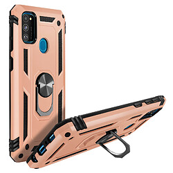 Avizar Coque Galaxy M31 / M30s / M21 Antichoc Bi-matière Bague Support Vidéo Rose Gold