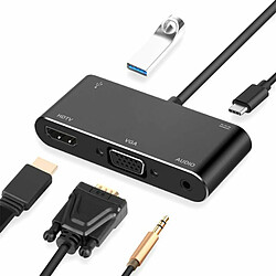 Avis Convertisseur Adaptateur Audio 5 En 1 Usb Type-C Vers Hdmi Vga Noir