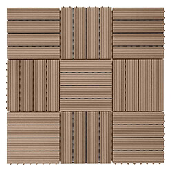 Mendler 11x carreau WPC Rhone, carrelage balcon/terrasse, optique bois à 30x30cm = 1m² ~ premium, teck linéaire