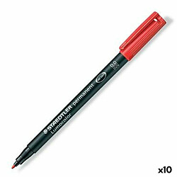 STAEDTLER Marqueur permanent Lumocolor Marqueur rouge - 1 mm - Lot de 10 - Encre alcool - Embout médias