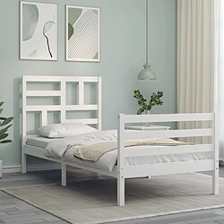 Avis Maison Chic Lit adulte - Cadre Structure de lit avec tête de lit Contemporain blanc 90x200 cm bois massif -MN32032