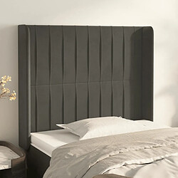 Maison Chic Tête de lit scandinave avec oreilles,meuble de chambre Gris foncé 83x16x118/128 cm Velours -MN26206