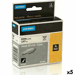 Kit de gaines thermo-retratables Rhino Dymo ID1-6 6 x 1,5 mm Noir Blanc (5 Unités)