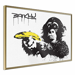 Paris Prix Affiche Murale Encadrée Banksy Banana Gun I 30 x 20 cm Or