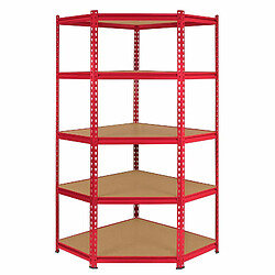 Monstershop Monster Racking - Rayonnage d'Angle Z-Rax en Acier Sans Boulons Rouge 90cm x 45cm x 183cm