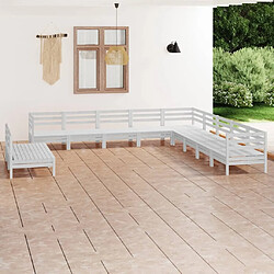 Maison Chic Salon de jardin 11 pcs - Table et chaises d'extérieur - Mobilier/Meubles de jardin Moderne Bois de pin massif Blanc -MN64500