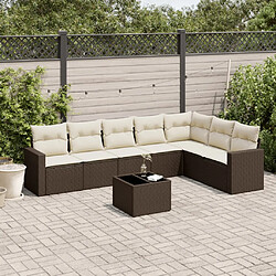 vidaXL Salon de jardin 8 pcs avec coussins marron résine tressée