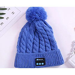 YP Select Bluetooth Beanie Ball Knit Cap Casque sans fil Appelez Music Stereo Bluetooth Hat Music Headset Knit Cap-Bleu