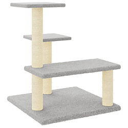 Helloshop26 Arbre à chat meuble tour grimper jouet grattage grattoir escalade plateforme avec griffoirs en sisal clair 61 cm gris 02_0022611