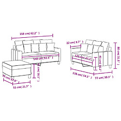 vidaXL Ensemble de canapés 3 pcs avec coussins Jaune clair Tissu pas cher