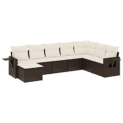 Maison Chic Ensemble Tables et chaises d'extérieur 8 pcs avec coussins,Salon de jardin marron résine tressée -GKD439099