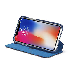 Wewoo Coque Pour iPhone X / XS Hon Ancient Series Etui en cuir avec fentes cartes & support & portefeuille Bleu pas cher