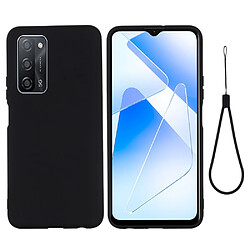 Coque en silicone Liquide de couleur unie avec sangle souple noir pour votre Oppo A55 5G/A54 4G