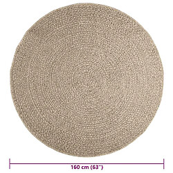 vidaXL Tapis ZIZUR beige Ø 160cm aspect de jute intérieur et extérieur pas cher