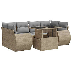 vidaXL Salon de jardin avec coussins 7 pcs beige résine tressée