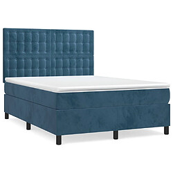 Maison Chic Lit Adulte - Lit simple Lit à sommier tapissier et matelas moelleux - Meuble de Chambre - Bleu foncé 140x200cm Velours -MN33871