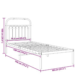 Vidaxl Cadre de lit métal avec tête de lit blanc 75x190 cm pas cher