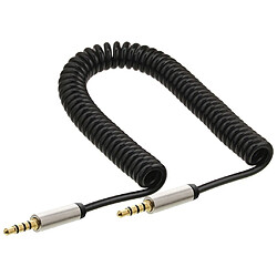 Câble spiral audio InLine® Slim Audio 3.5 mm mâle à mâle 4 broches stéréo 2 m