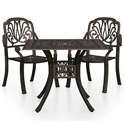 Maison Chic Table de bistro et chaises d'extérieur 3 pcs,Ensemble de bistro de jardin pour relax Aluminium coulé Bronze -GKD688368