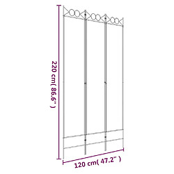 vidaXL Cloison de séparation 3 panneaux Blanc 120x220 cm Tissu pas cher