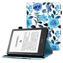 Etui en PU motif de lignes de piqûres avec support et porte-cartes pour votre Amazon Kindle Paperwhite 5 (2021) - Rose bleue