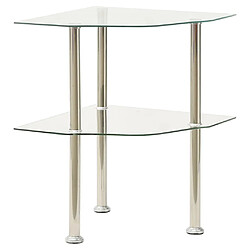 vidaXL Table d'appoint 2 niveaux Transparent 38x38x50 cm Verre trempé