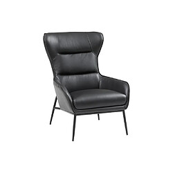 Avis Vente-Unique Fauteuil en cuir de buffle noir DINNIA