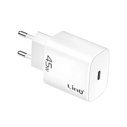 LinQ Chargeur Secteur USB-C 45W Power Delivery 3.0 Charge Rapide Blanc