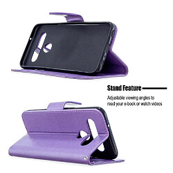 Etui en PU empreinte papillon avec support violet pour votre LG K61