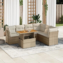 vidaXL Salon de jardin avec coussins 7 pcs beige résine tressée