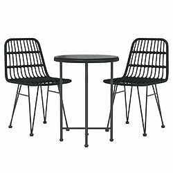 Avis Salle à manger de jardin 3 pcs,Table et chaise à dîner Noir Résine tressée -MN20916