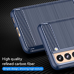 Coque en TPU anti-rayures, texture fibre de carbone, surface brossée bleu pour votre Samsung Galaxy S21 5G