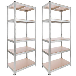 2x Arebos Étagère Robuste 875kg Étagère de Stockage en Sous-sol 180x75x45cm